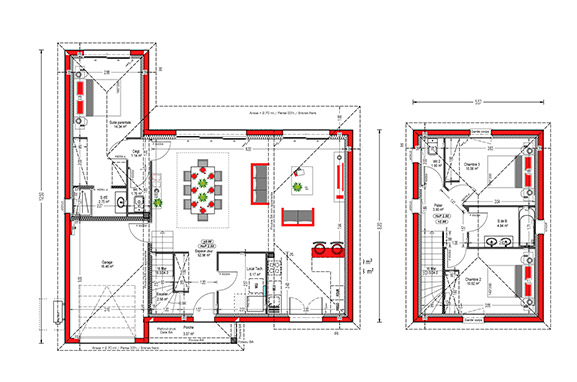 Suite parentale + 2 chambres + garage 110 m²