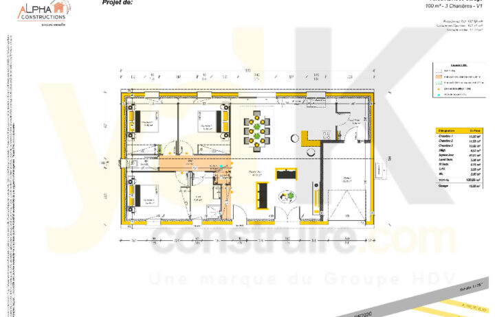 votre maison de 100m2 sur un terrain de 1300m2 sur la commune de Juillac au prix de 230000&euro; avec Alpha Constructions