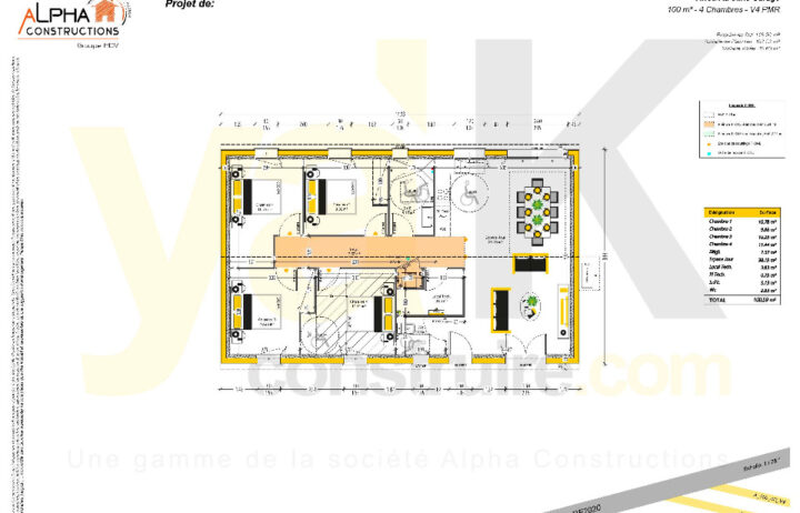 votre maison de 100m2 sur un terrain de 1200m2 sur la commune de Penne-d’Agenais au prix de 219500€ avec Alpha Constructions